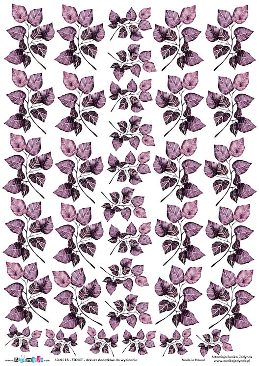 Arkusz dodatków do wycinania - Listki 13 FIOLET