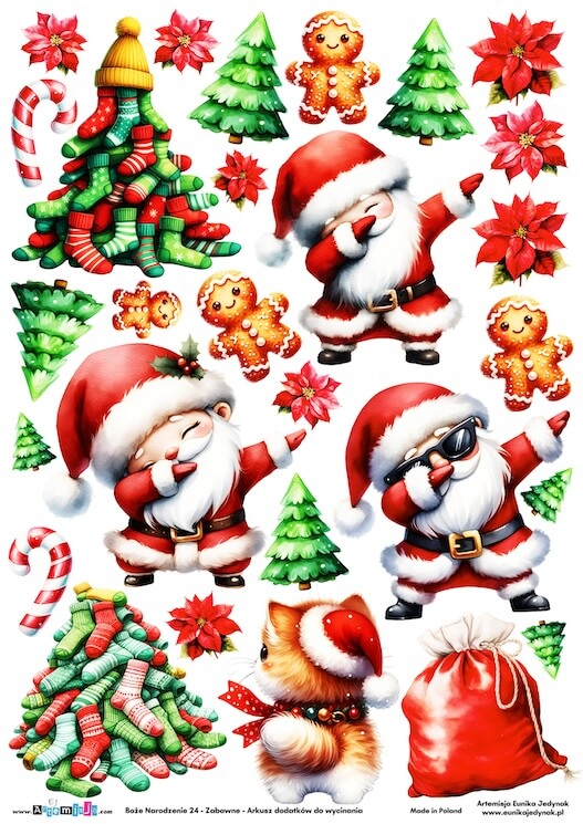 Arkusz dodatków do wycinania - Boże Narodzenie 24 - ZABAWNE