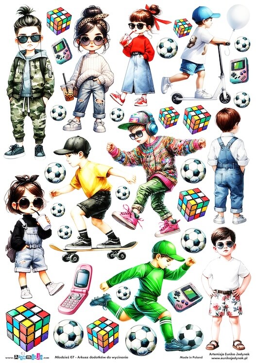 Arkusz dodatków do wycinania - Młodzież 07