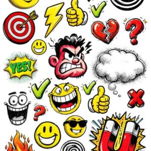 Arkusz dodatków do wycinania - Pop Art 04 - Symbole