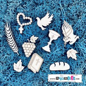 Tekturka: Komunia 16 - Niezbędnik + grafiki na odwrocie etykiety