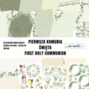 PIERWSZA KOMUNIA ŚWIĘTA - ZESTAW PAPIERÓW DO DRUKU ARTEMISJA DIGITAL - 18 arkuszy