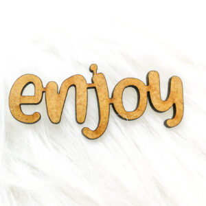 Napis dekoracyjny HDF - ENJOY + grafiki na odwrocie etykiety