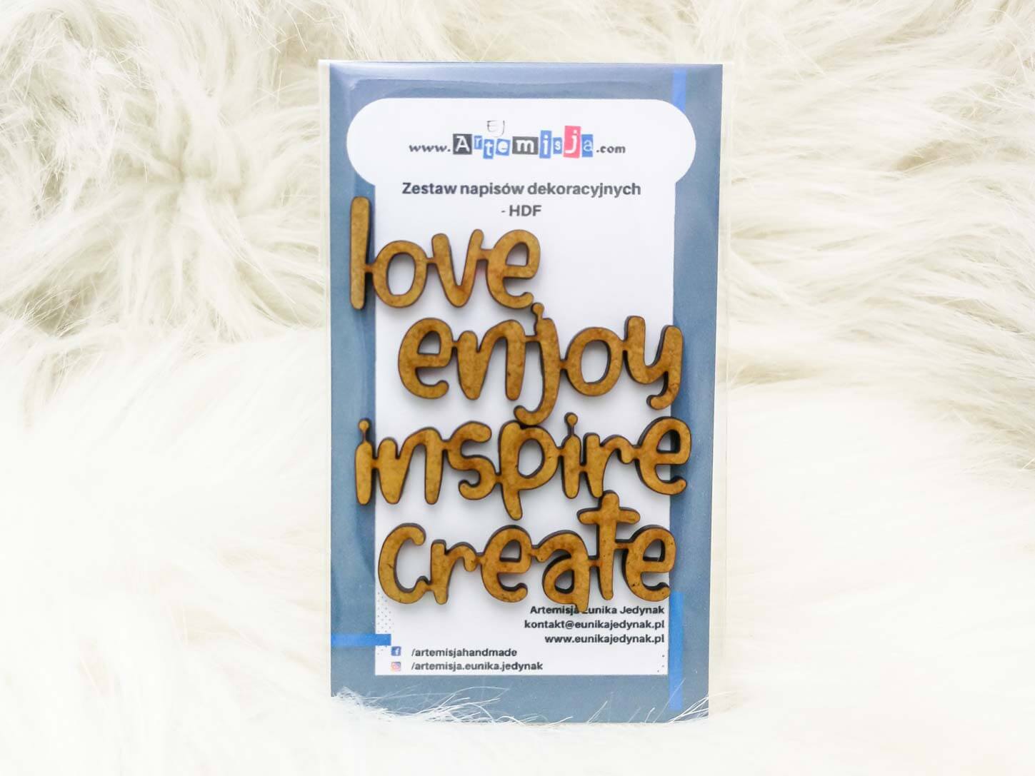 Zestaw napisów dekoracyjnych HDF - LOVE, ENJOY, INSPIRE, CREATE (małe S) - obrazek 2