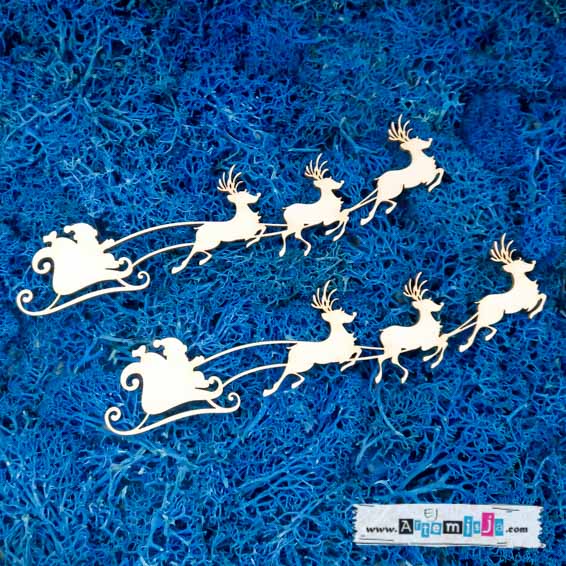 Tekturka: Boże Narodzenie 16 - Sanie i renifery