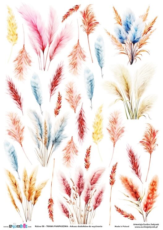 Arkusz dodatków do wycinania - Różne 08 - Trawa pampasowa