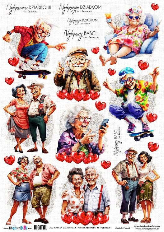 Dzień Babci i Dziadka, Mamy, Taty - DAG-BABCIADZIADEK012 Arkusz grafik cyfrowy