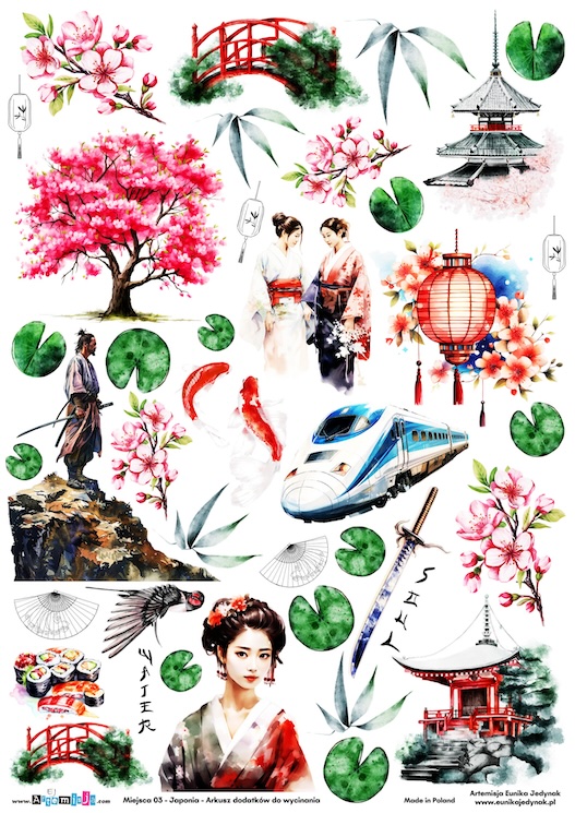 Arkusz dodatków do wycinania - Miejsca 03 - Japonia