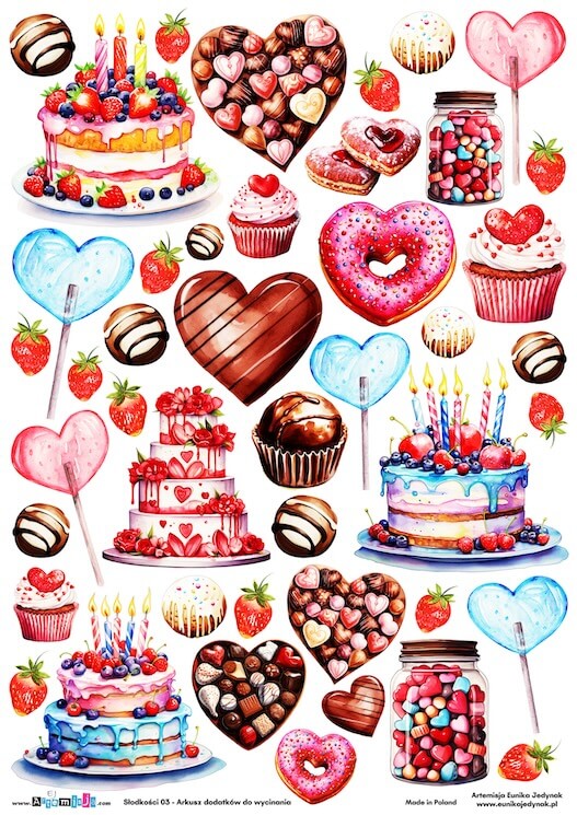 Arkusz dodatków do wycinania - Słodkości 03