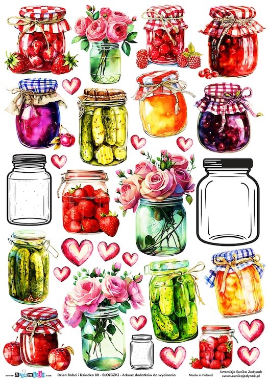 Arkusz dodatków do wycinania - Dzień Babci i Dziadka 08 - SŁOICZKI