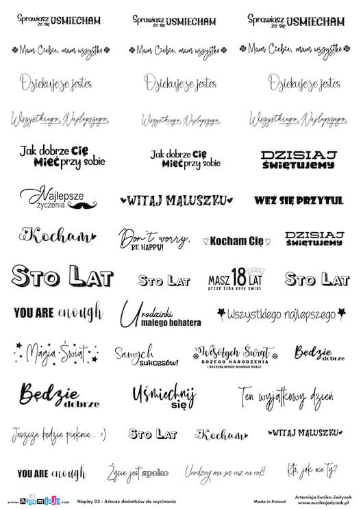 Arkusz dodatków do wycinania - Napisy 02