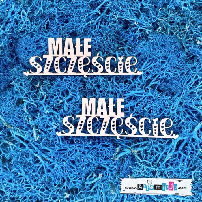 Tekturka: Napis 14 - Małe szczęście + grafiki na odwrocie etykiety