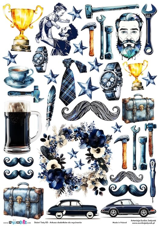 Arkusz dodatków do wycinania - Dzień Taty 03