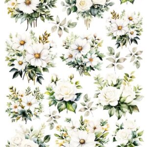 Arkusz dodatków do wycinania - Kwiaty 18 - Bukiety białych kwiatów