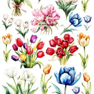 Arkusz dodatków do wycinania - Kwiaty 06 - Tulipany