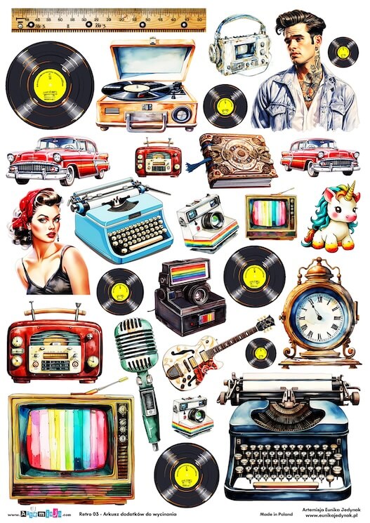 Arkusz dodatków do wycinania - Retro 03
