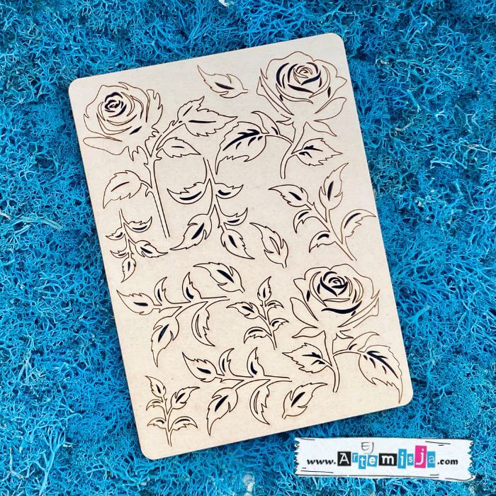 Tekturka: Róże i listki - DUŻY ZESTAW