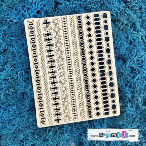 Tekturka: Zawijasy 04 - Zestaw cienkich borderków + grafiki na odwrocie etykiety