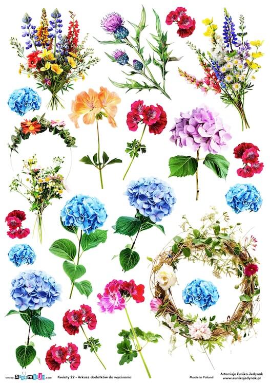 Arkusz dodatków do wycinania - Kwiaty 22