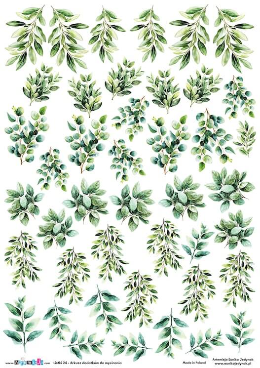 Arkusz dodatków do wycinania - Listki 24