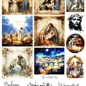 Arkusz dodatków do wycinania - Boże Narodzenie 30 - Tradycyjne + napisy