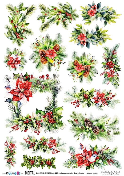 Boże Narodzenie Tradycyjne Święta 3/3 - DAG-TRAD-CHRISTMAS-029 Arkusz grafik cyfrowy