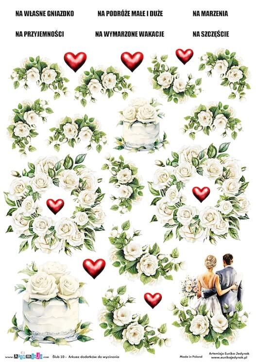 Arkusz dodatków do wycinania - Ślub 10