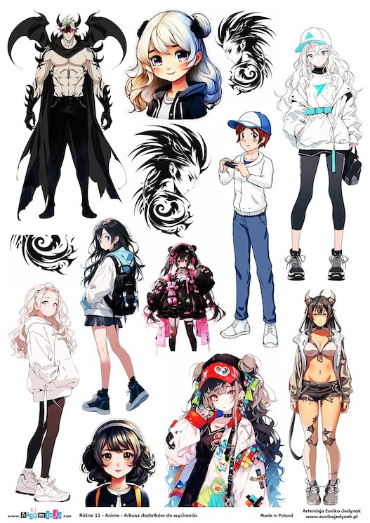 Arkusz dodatków do wycinania - Różne 11 - Anime