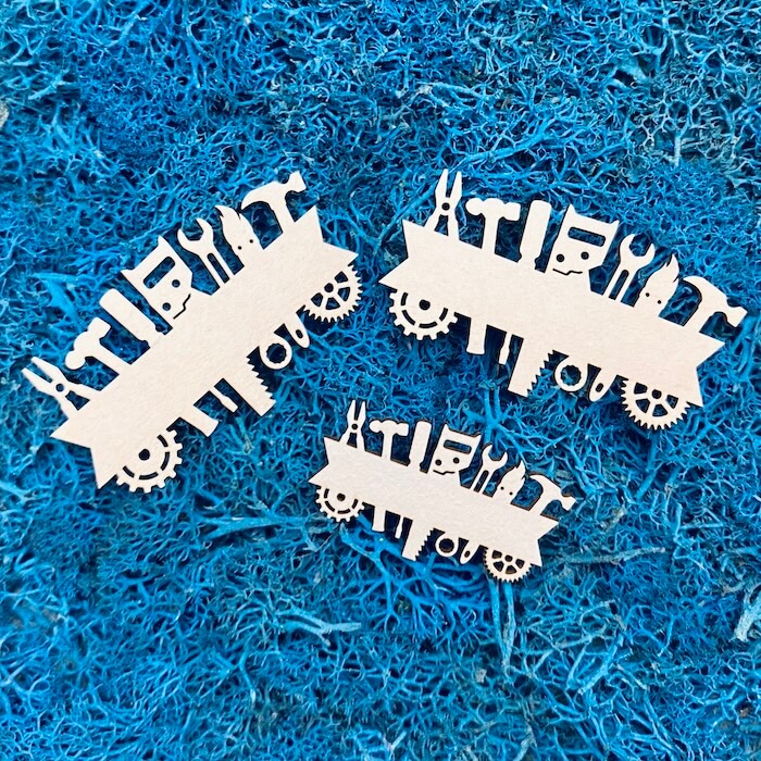 Tekturka: Dla mężczyzny 14 (dla kobiety też) - Baner narzędzia - 3 szt. + grafiki na odwrocie etykiety