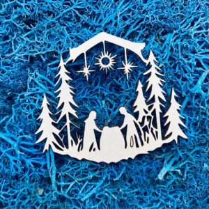 Tekturka: Boże Narodzenie 77 - Szopka 1 szt. + grafiki na odwrocie etykiety