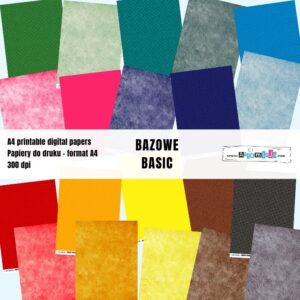 DUŻY ZESTAW PAPIERÓW DO DRUKU "BAZOWE - BASIC" 20 arkuszy