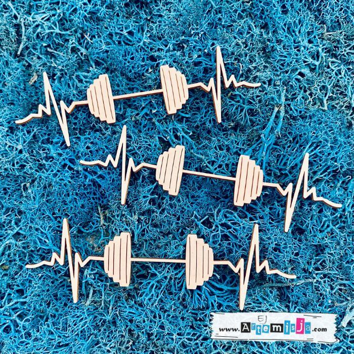 Tekturka: Sport 09 - Sztanga z pulsem serca - 3 szt. + grafiki na odwrocie etykiety