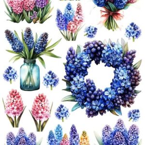 Arkusz dodatków do wycinania - Kwiaty 24 - Hiacynty