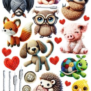 Arkusz dodatków do wycinania - Dzierganie 03 - Zwierzęta