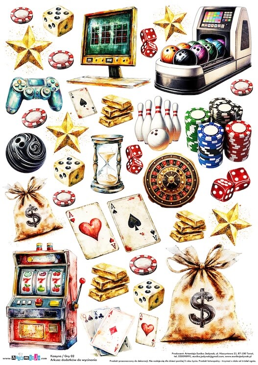 Arkusz dodatków do wycinania - Kasyno / Gry 02