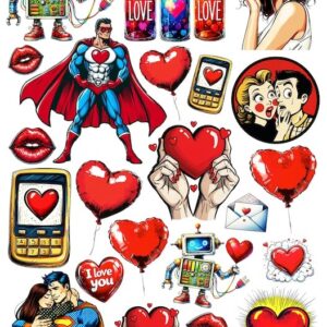 Arkusz dodatków do wycinania - Pop Art 02 - Miłość