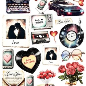 Arkusz dodatków do wycinania - Retro 04 - Miłość