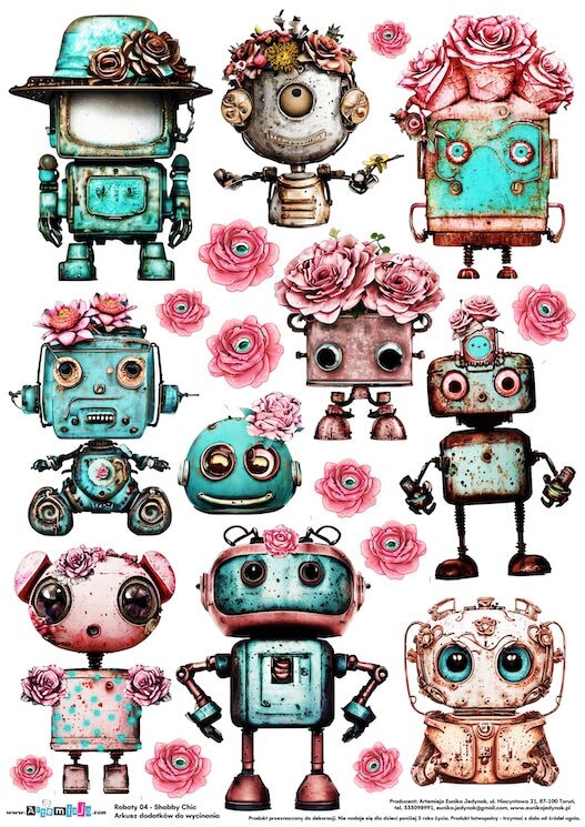 Arkusz dodatków do wycinania - Roboty 04 - Shabby Chic