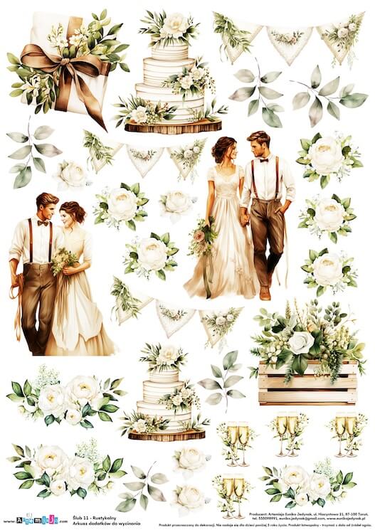 Arkusz dodatków do wycinania - Ślub 11 - Rustykalny