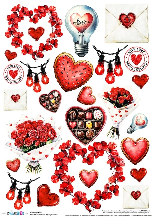 Arkusz dodatków do wycinania - Walentynki 11
