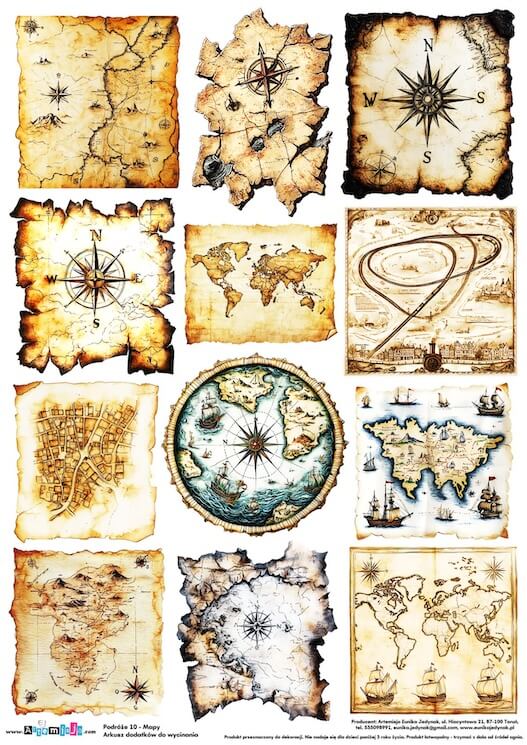 Arkusz dodatków do wycinania - Podróże 10 - Mapy
