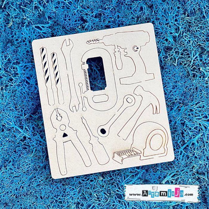 Tekturka: Dla mężczyzny (i dla kobiety też) 16 - Narzędzia + grafiki na odwrocie etykiety