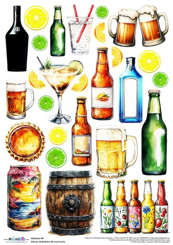 Arkusz dodatków do wycinania - Alkohole 04