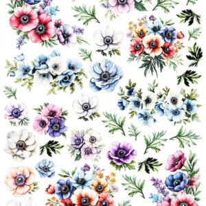 Arkusz dodatków do wycinania - Kwiaty 32 - Anemony / Zawilce