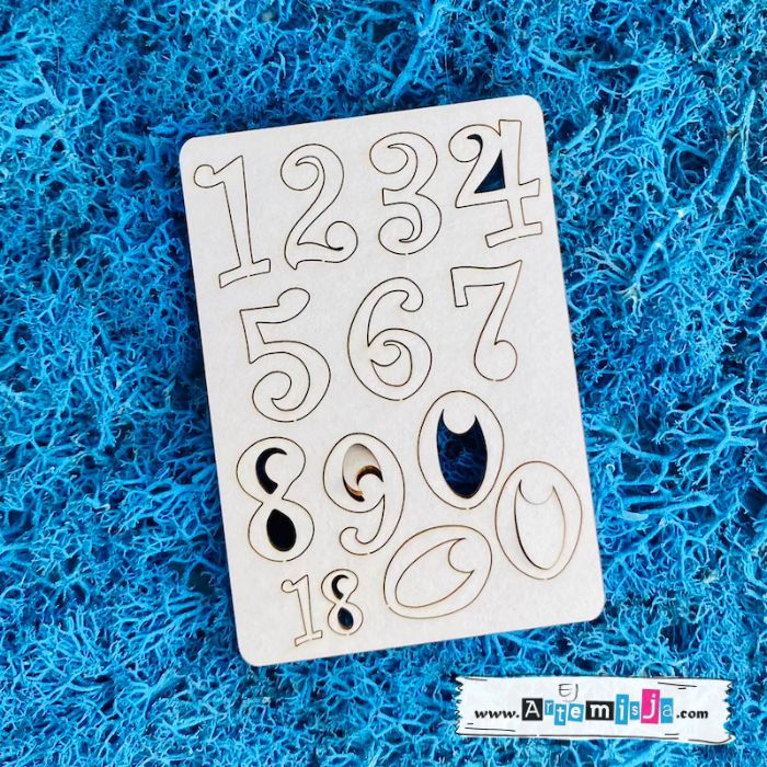 Tekturka: Cyfry 08 + grafiki na odwrocie etykiety