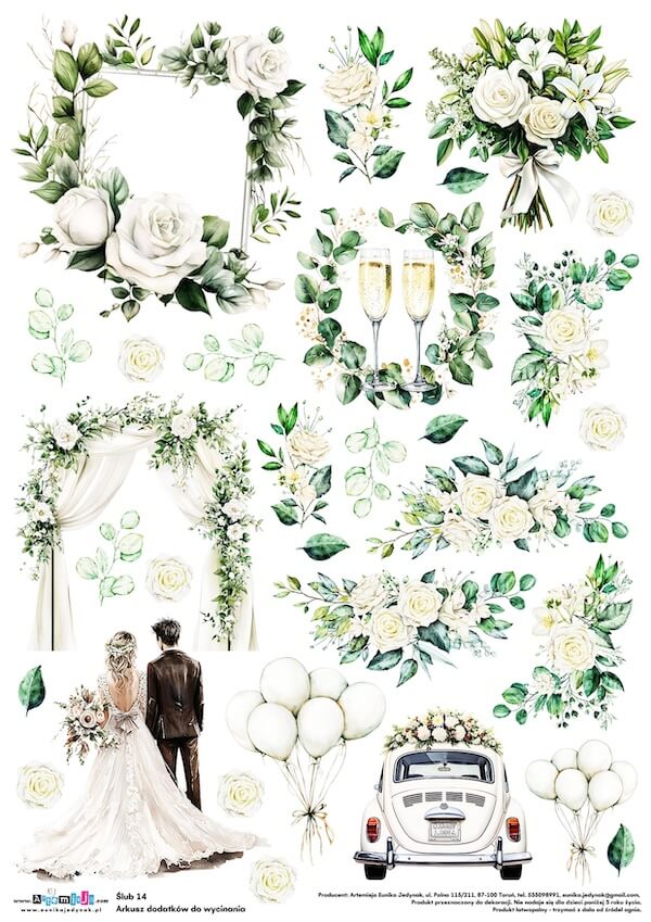 Arkusz dodatków do wycinania - Ślub 14