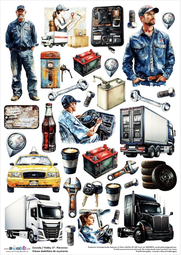 Arkusz dodatków do wycinania - Zawody / Hobby 17 - Kierowca