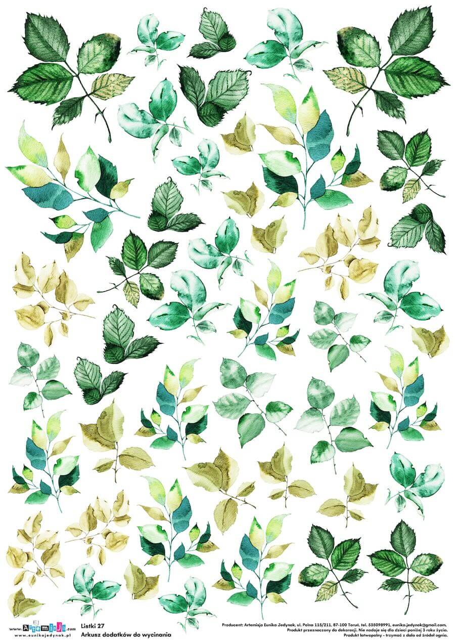 Arkusz dodatków do wycinania - Listki 27