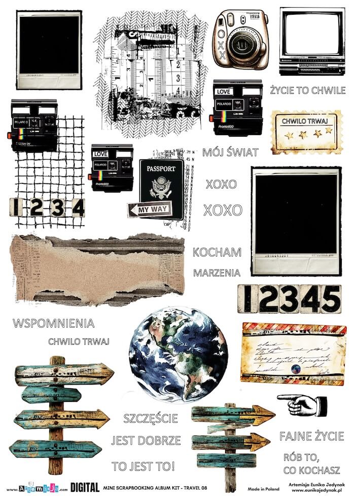 Travel - mini album 02 Artemisja Digital - Arkusz dodatków do wycinania