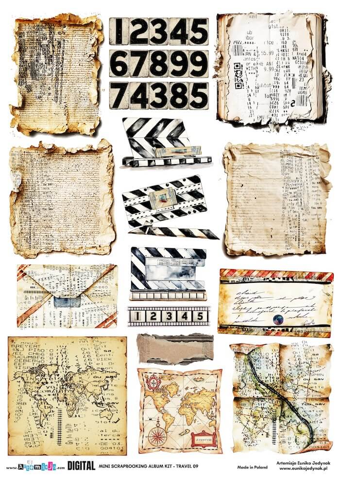 Travel - mini album 03 Artemisja Digital - Arkusz dodatków do wycinania